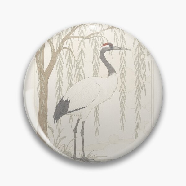 Item preview, Ink Crane Among Willow Branches Art Nouveau Print designed and sold by PictorialWhimsy.