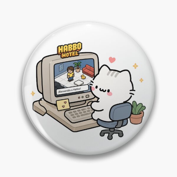 Item preview, Cute Cat Playing Habbo Hotel Retro Internet Y2K Nostalgia designed and sold by TrxshWear.