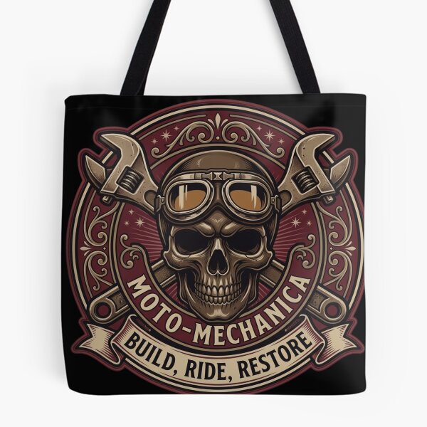 Item preview, Moto-Mechanica Build Ride Restore Vintage Skull Mechanic T-Shirt & Gift designed and sold by BassLineDesign.