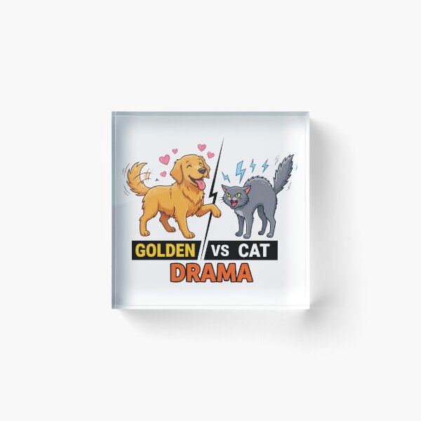 Artikelvorschau, Drama zwischen Golden Retriever und Katze entworfen und verkauft von zoughlal.