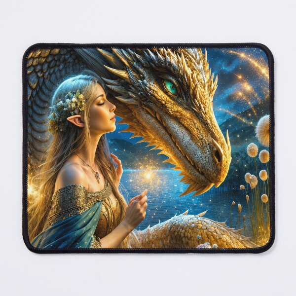 Item preview, Dragon and Elf Bond – Enchanted Fantasy Dragon Companion Magical Design designed and sold by DrakariArt.