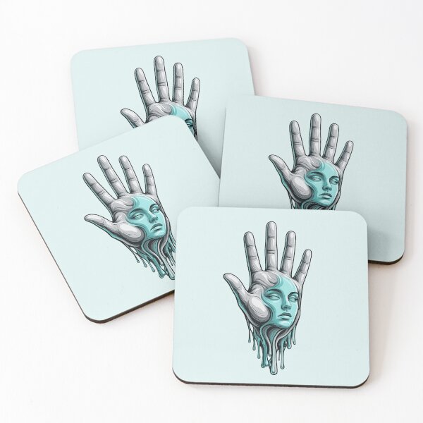 Item preview, Surreal Hand Face Illustration | Melting Psychedelic Art | Gothic Aesthetic T-Shirt Design designed and sold by designbyuzi.