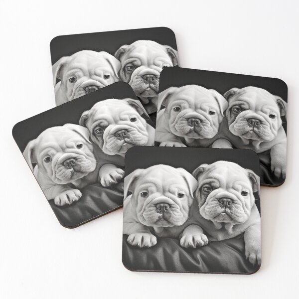 Item preview, Two Baby Bulldogs on Black Silk designed and sold by djovan.