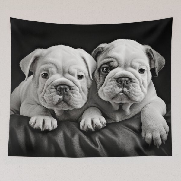 Item preview, Two Baby Bulldogs on Black Silk designed and sold by djovan.