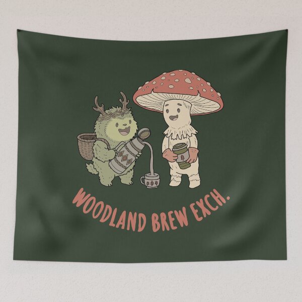 Item preview, Woodland Coffee Club Mushroom and Forest Spirit Graphic designed and sold by LeshanArt.