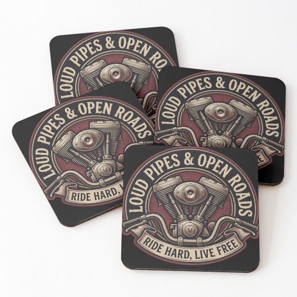 Item preview, Loud Pipes & Open Roads Ride Hard Live Free V-Twin Motorcycle T-Shirt & Gift designed and sold by BassLineDesign.