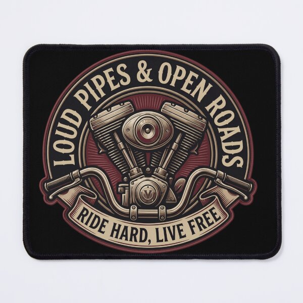 Item preview, Loud Pipes & Open Roads Ride Hard Live Free V-Twin Motorcycle T-Shirt & Gift designed and sold by BassLineDesign.