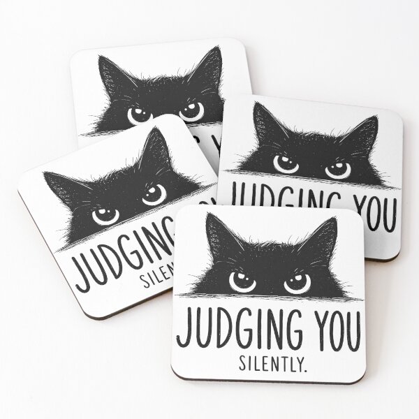 Item preview, Judging You Silently Funny Black Cat designed and sold by lvlupthreads.
