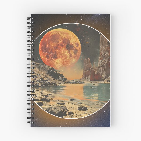 Item preview, Amber Moonrise- Retro Sci Fi Alien Landscape designed and sold by SpaceCadetGlow.
