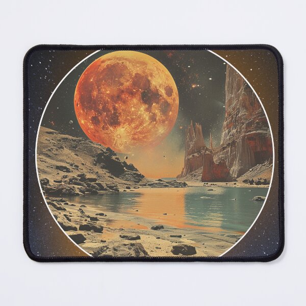 Item preview, Amber Moonrise- Retro Sci Fi Alien Landscape designed and sold by SpaceCadetGlow.