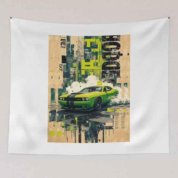 Item preview, Dodge Challenger Lime Green Muscle Car Urban Abstract T-Shirt designed and sold by Mediagraphic.