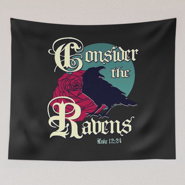 Item preview, Consider the Ravens Luke 12:24 Gothic Christian Art designed and sold by Alondra.