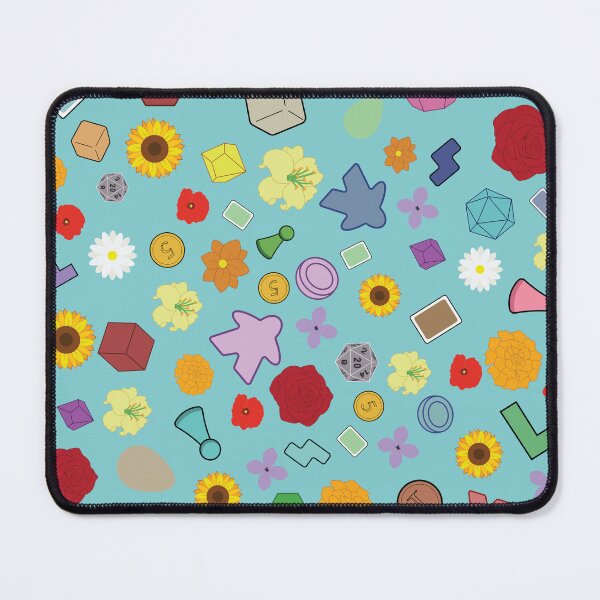 Item preview, Board Game Floral Pattern | Meeples, Dice, Cards & Game Pieces on light blue designed and sold by Hallowed Artistry.