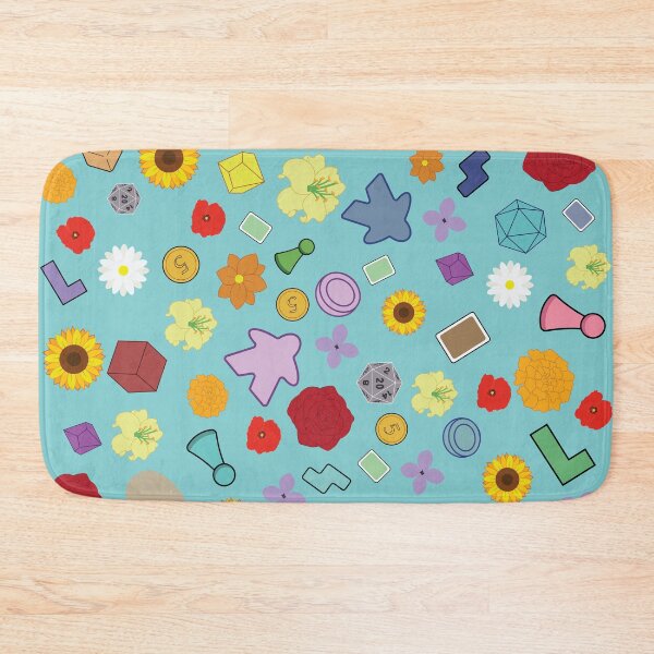 Item preview,  Board Game Floral Pattern | Meeples, Dice, Cards & Game Pieces on light blue designed and sold by Hallowed Artistry.