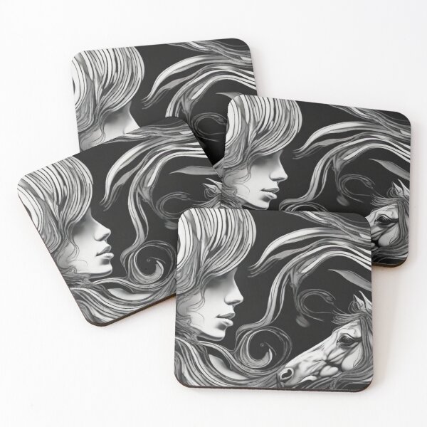 Item preview, Monochrome Flow II: Fluid Motion & Equestrian Silhouette designed and sold by Ethereal Pour Studio.