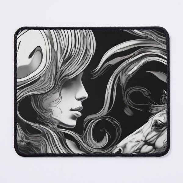 Item preview, Monochrome Flow II: Fluid Motion & Equestrian Silhouette designed and sold by Ethereal Pour Studio.