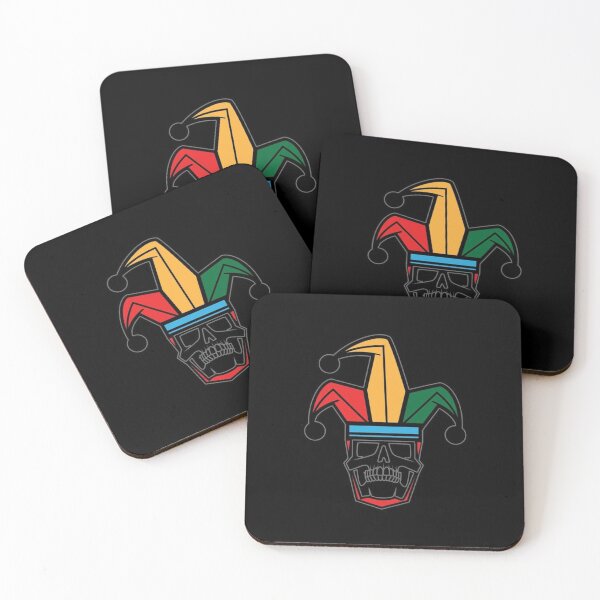 Item preview, "Evil Fool" Mascot Emblem: Colorful Jester Hat Skull Graphic designed and sold by GrimNest.