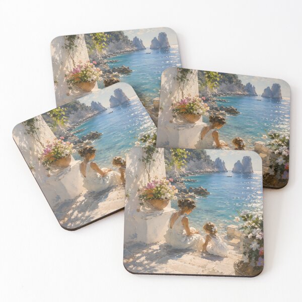 Item preview, Mother and Daughter in Capri Italy – Mediterranean Coastal Wall Art designed and sold by GutyzDesignsES.