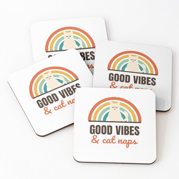 Item preview, Good Vibes and Cat Naps - Retro Rainbow Cat Shirt designed and sold by RankShift.