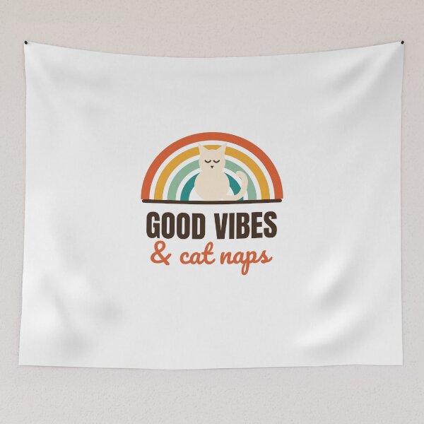 Item preview, Good Vibes and Cat Naps - Retro Rainbow Cat Shirt designed and sold by RankShift.