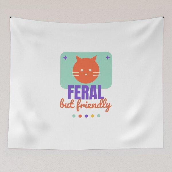 Item preview, Feral But Friendly - Funny Colourful Cat Shirt designed and sold by RankShift.