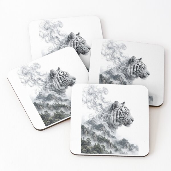 Item preview, Tiger Mountain Landscape Double Exposure Black White T-Shirt designed and sold by Mediagraphic.