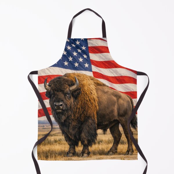 Item preview, A bison with an American flag in the background designed and sold by PabDam.