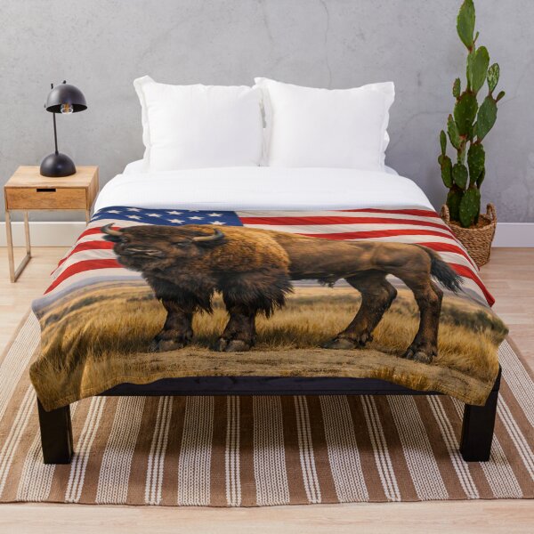 Item preview, Un bisonte con una bandera estadounidense de fondo. designed and sold by PabDam.