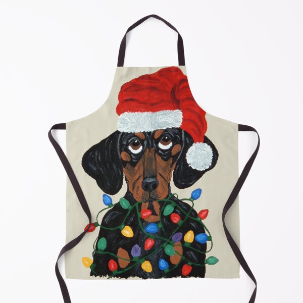Item preview, Dachshund Santa tangled in Christmas Lights designed and sold by Squirreldumplings.