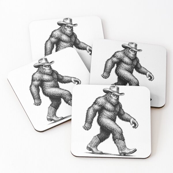 Item preview, Bigfoot Cowboy Strut Western Sasquatch Ink Illustration designed and sold by RepublicTrailCo.