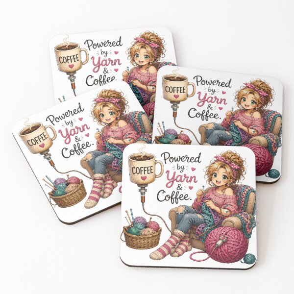 Item preview, Powered by Yarn and Coffee. Yarn Lifestyle. designed and sold by OneDotSpot.