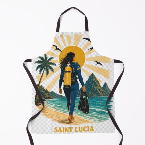 Item preview, Vintage St. Lucia Scuba Diving Retro 1970s Sunset Travel designed and sold by scicilysimonee.