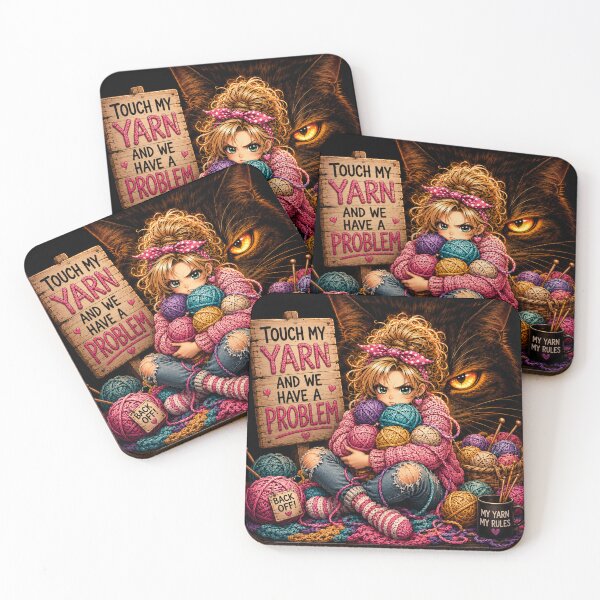 Item preview, Touch My Yarn and We Have a Problem. Funny knit crochet yarn lover gift. designed and sold by OneDotSpot.