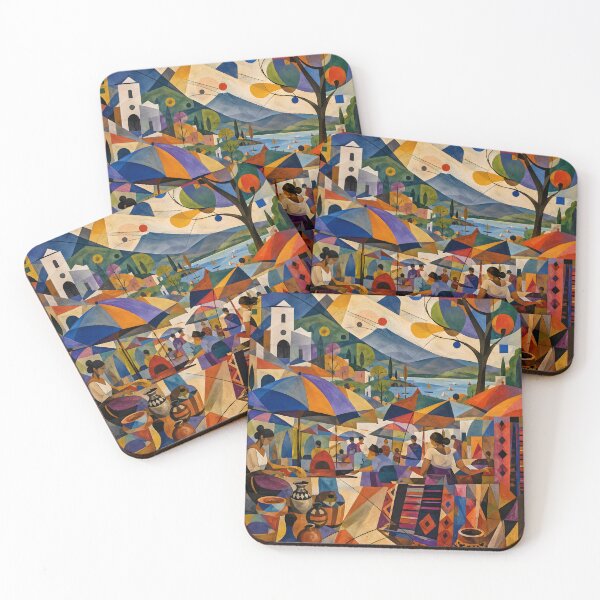Item preview, Colorful Salvadoran Lakeside Market – El Salvador Folk Village Art designed and sold by GutyzDesignsES.