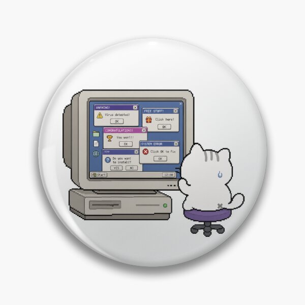 Item preview, Cute Cat Surrounded by Computer Pop-Ups Retro Internet Y2K Nostalgia designed and sold by TrxshWear.