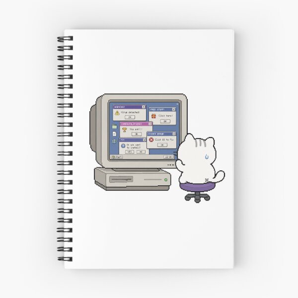 Item preview, Cute Cat Surrounded by Computer Pop-Ups Retro Internet Y2K Nostalgia designed and sold by TrxshWear.