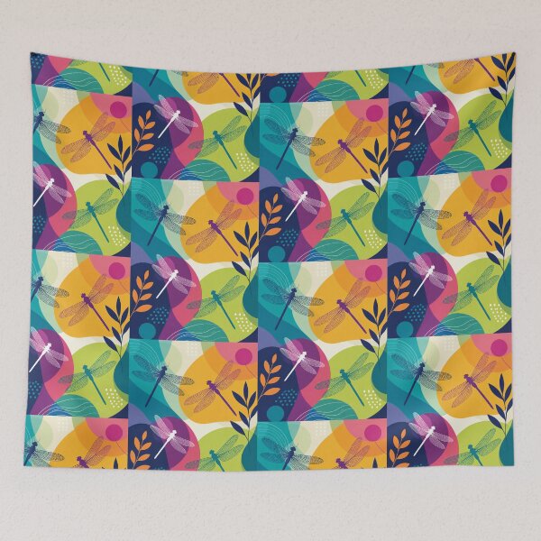 Item preview, Dragonfly Silhouettes Vintage Multicolor Poetry designed and sold by Ciervo Primavera.