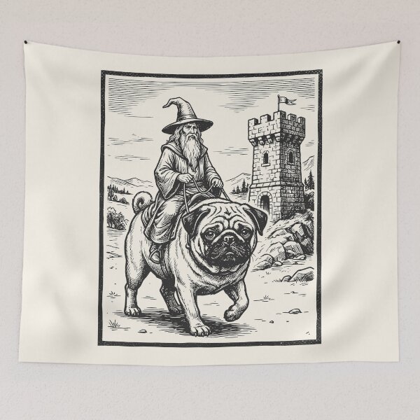 Item preview, Wizard Pug Rider Cute Medieval Dog Vintage Weirdcore designed and sold by Y-Vibes.