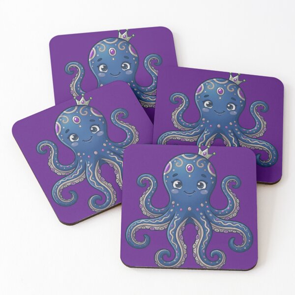 Item preview, Cute Blue Octopus Illustration with Crown & Jewels designed and sold by digitalbob60.