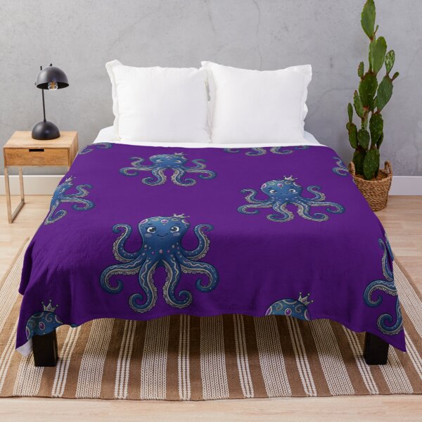 Item preview, Cute Blue Octopus Illustration with Crown & Jewels designed and sold by digitalbob60.