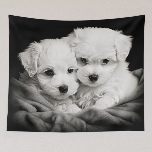 Item preview, Two Little White Puppies Cuddling designed and sold by djovan.