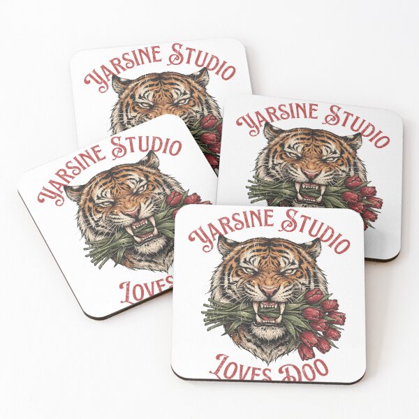 Item preview, Roaring Tiger with Red Tulips Retro Design designed and sold by Yarsine.