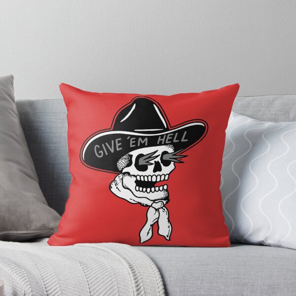 Item preview, Give 'Em Hell Cowboy Skull – Black and White Western Skeleton Illustration designed and sold by PIXEL POP DESIGNS - Beyond the Norm!.