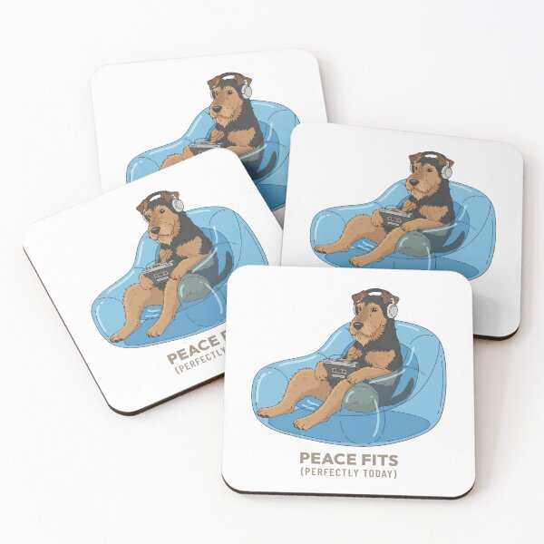 Item preview, Airedale Terrier Listening to Music Vintage Aesthetic designed and sold by COZY VINTAGE animal.