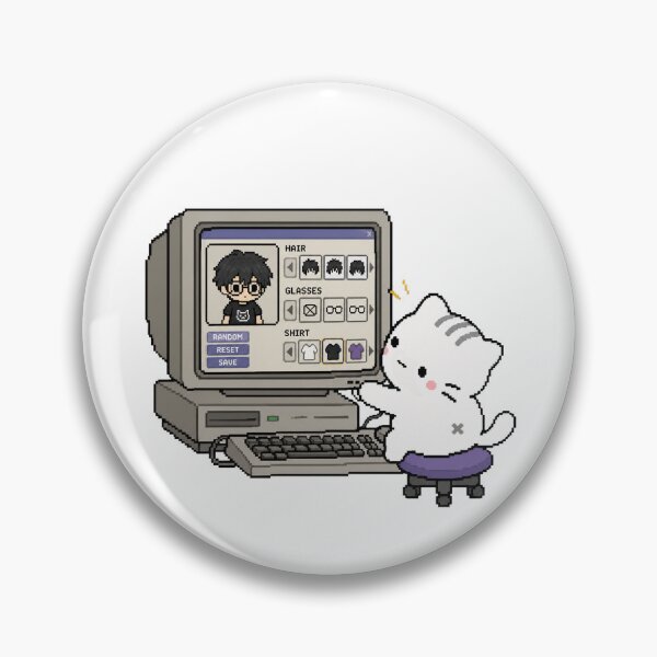Item preview, Cute Cat Creating a Pixel Avatar Retro Internet Y2K Nostalgia designed and sold by TrxshWear.