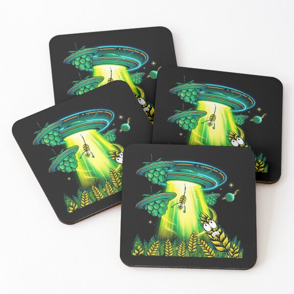 Item preview, Alien Beer Abduction - UFO Hops and Barley Craft Beer Art designed and sold by pulse_retail.