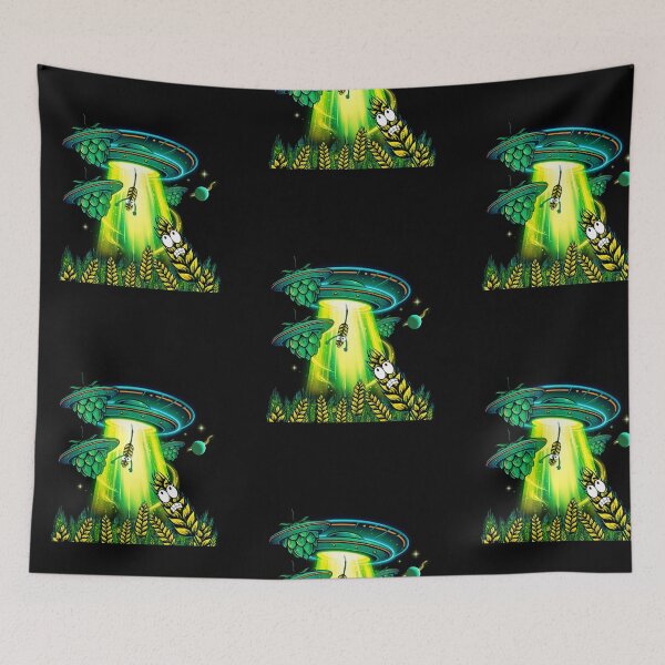 Item preview, Alien Beer Abduction - UFO Hops and Barley Craft Beer Art designed and sold by pulse_retail.