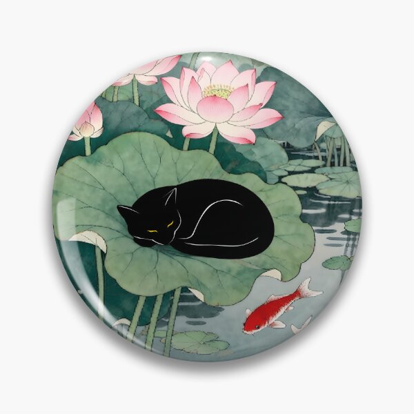 Item preview, Cute Cat Print Koson Lotus designed and sold by PurrfectHome.