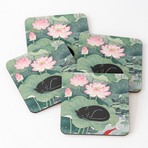 Item preview, Cute Cat Print Koson Lotus designed and sold by PurrfectHome.