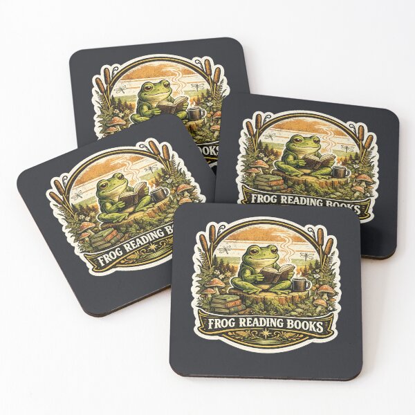 Item preview, Frog Reading Books | Cute Book Lover Frog Vintage T-Shirt Design designed and sold by Aliplus+.